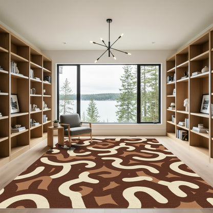 Earthy Curves Abstract Organic Rug