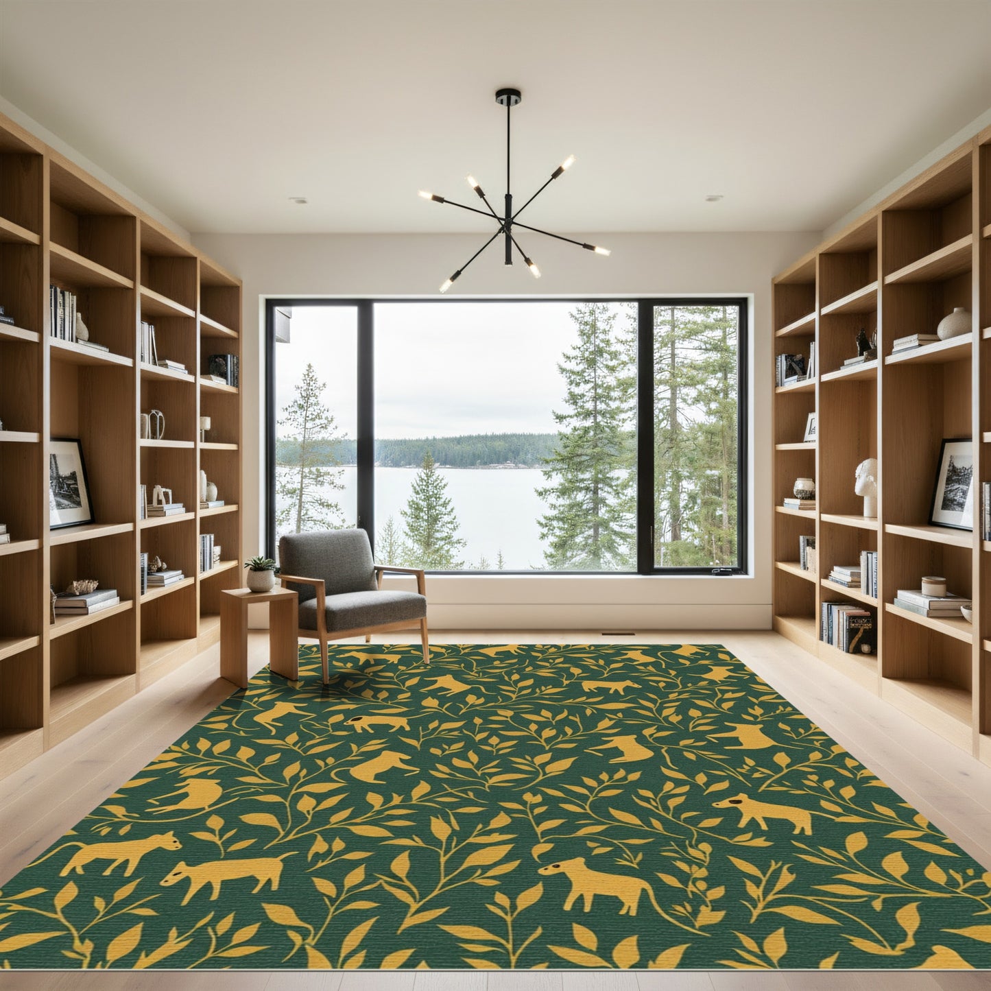 Golden Animals And Branches Rug
