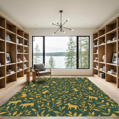Golden Animals And Branches Rug
