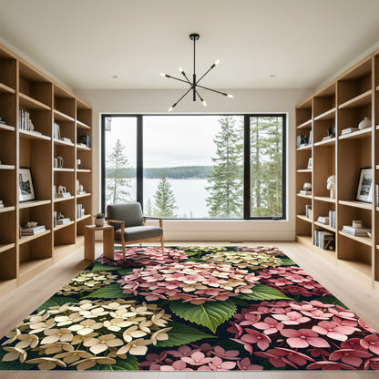 Soft Pink and Cream Hydrangea Bouquet Rug
