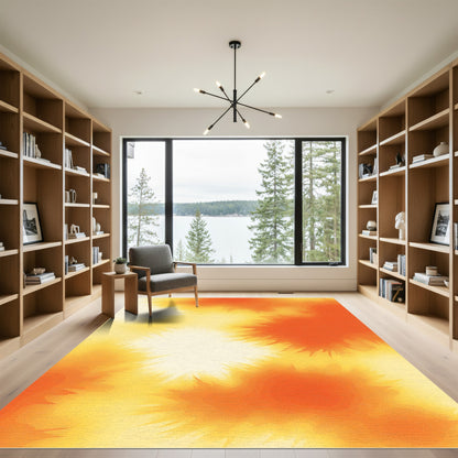Fiery Orange and Yellow Abstract Blur Rug