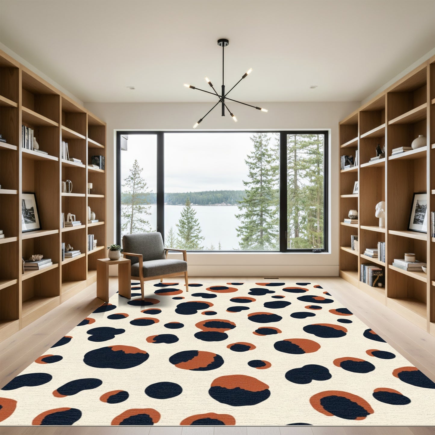 Bold Black Tan Organic Spots Rug