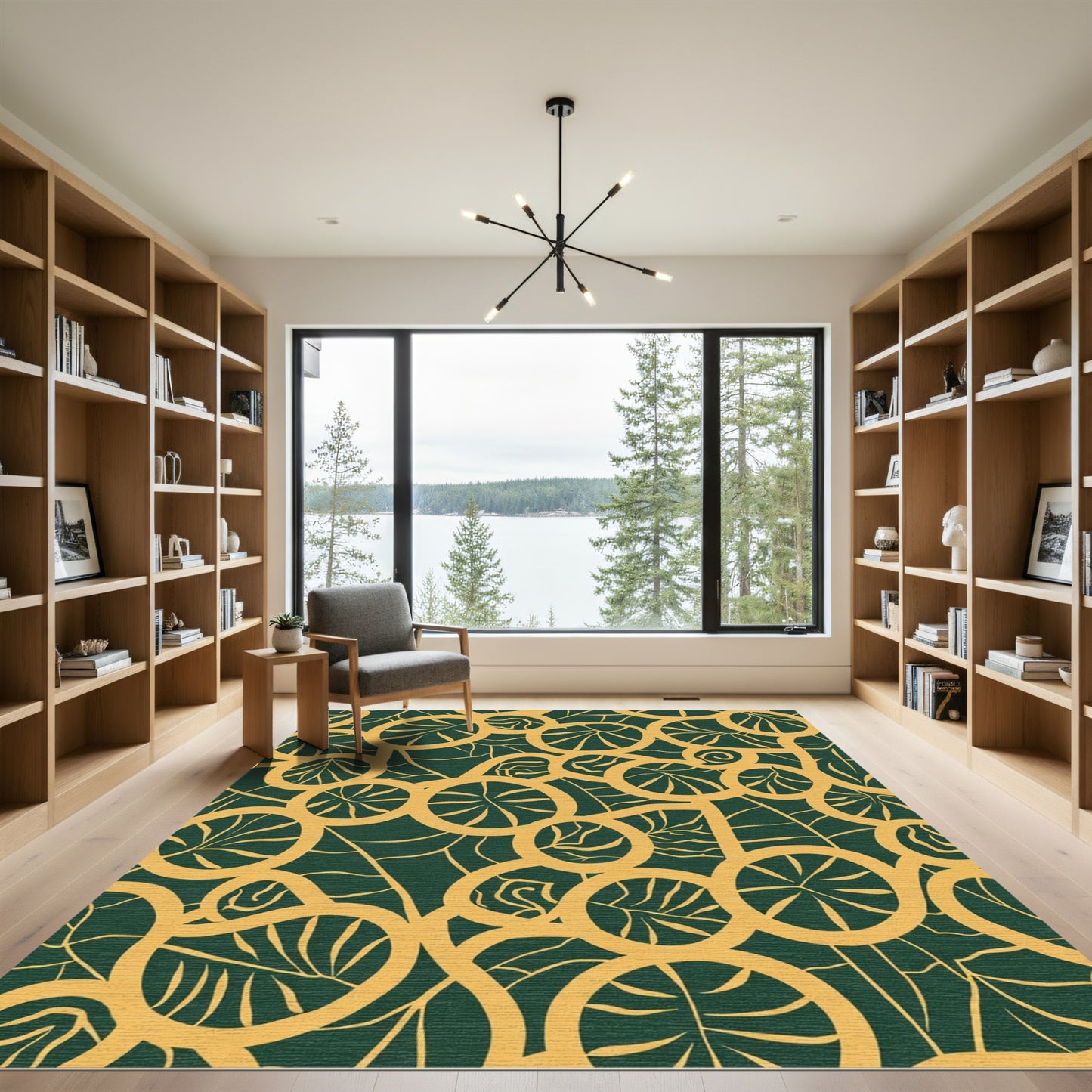 Gold Leaf Abstract Circles Rug