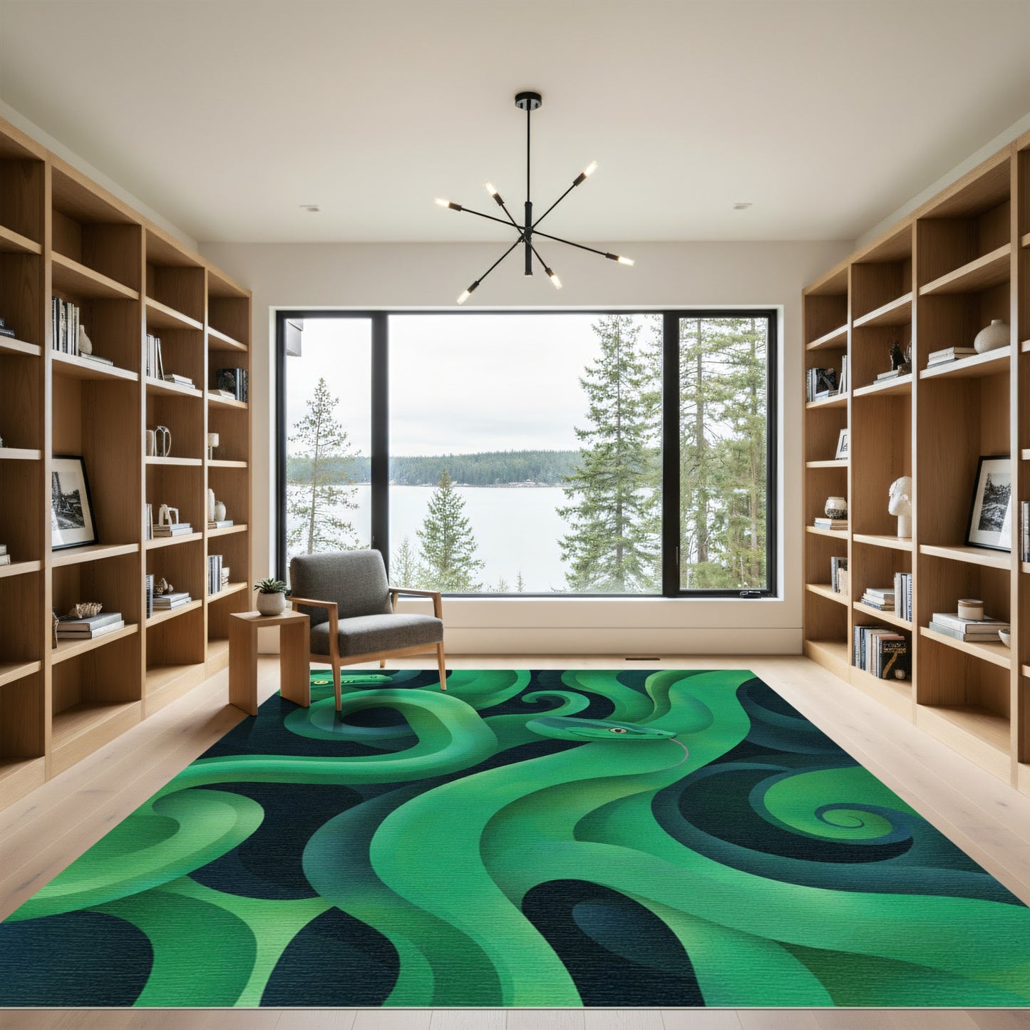 Emerald Green Snake Swirls Rug