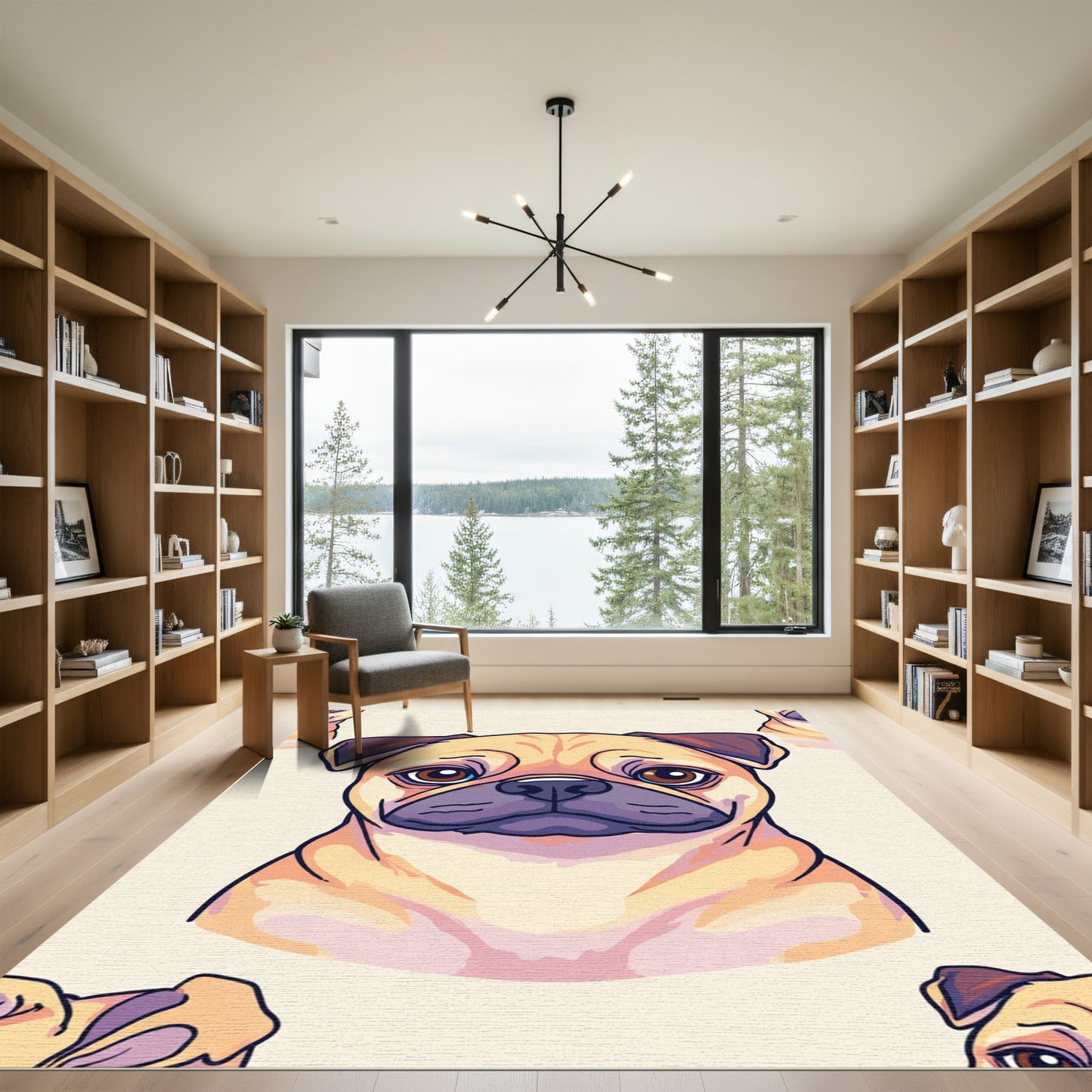 Golden Pug Face Art Rug