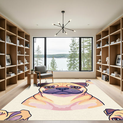 Golden Pug Face Art Rug