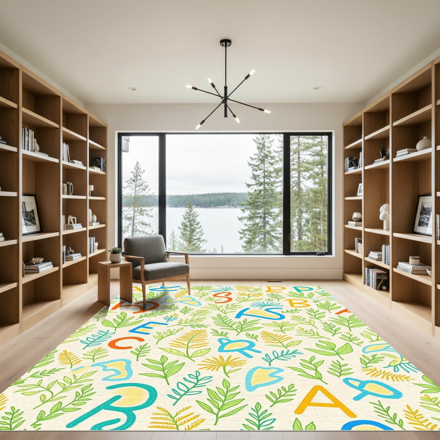 Alphabet Garden Whimsical Greenery Rug