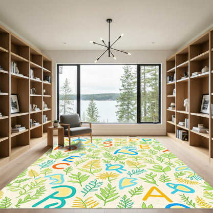 Alphabet Garden Whimsical Greenery Rug