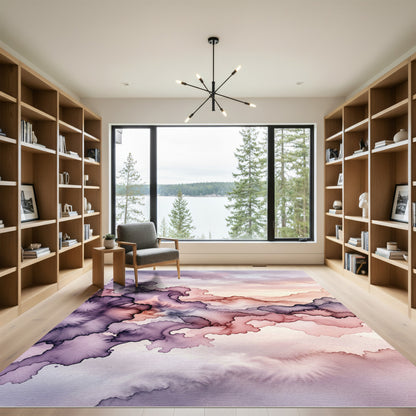 Amethyst Watercolor Swirl Cloudscape Rug