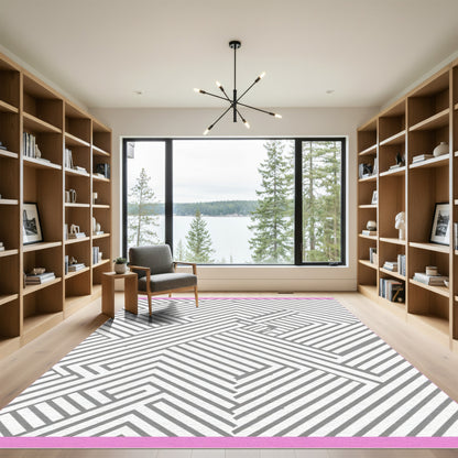Modern Gray Geometric Intersecting Lines Rug