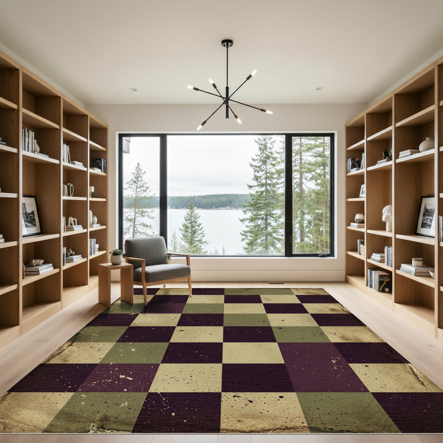 Vintage Checkerboard Plum Sage Rug