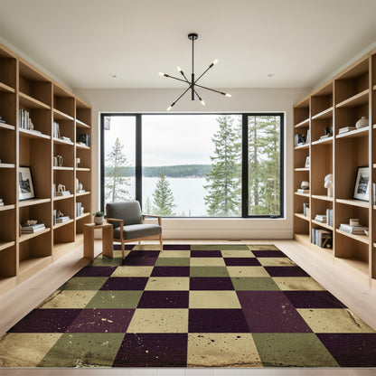 Vintage Checkerboard Plum Sage Rug