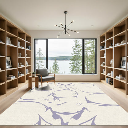 Pale Lilac Abstract Organic Swirl Rug