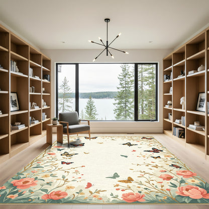 Whimsical Butterfly Garden Blossom Rug