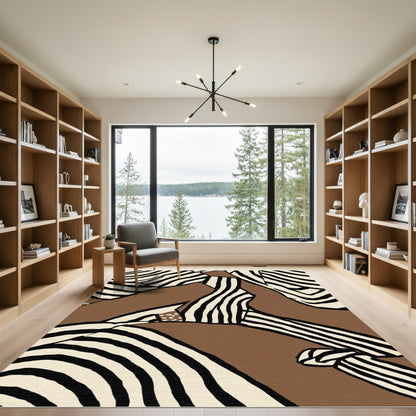 Brown Zebra Stripe Abstraction Rug