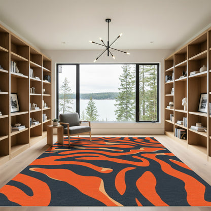 Orange and Gray Abstract Stripe Rug