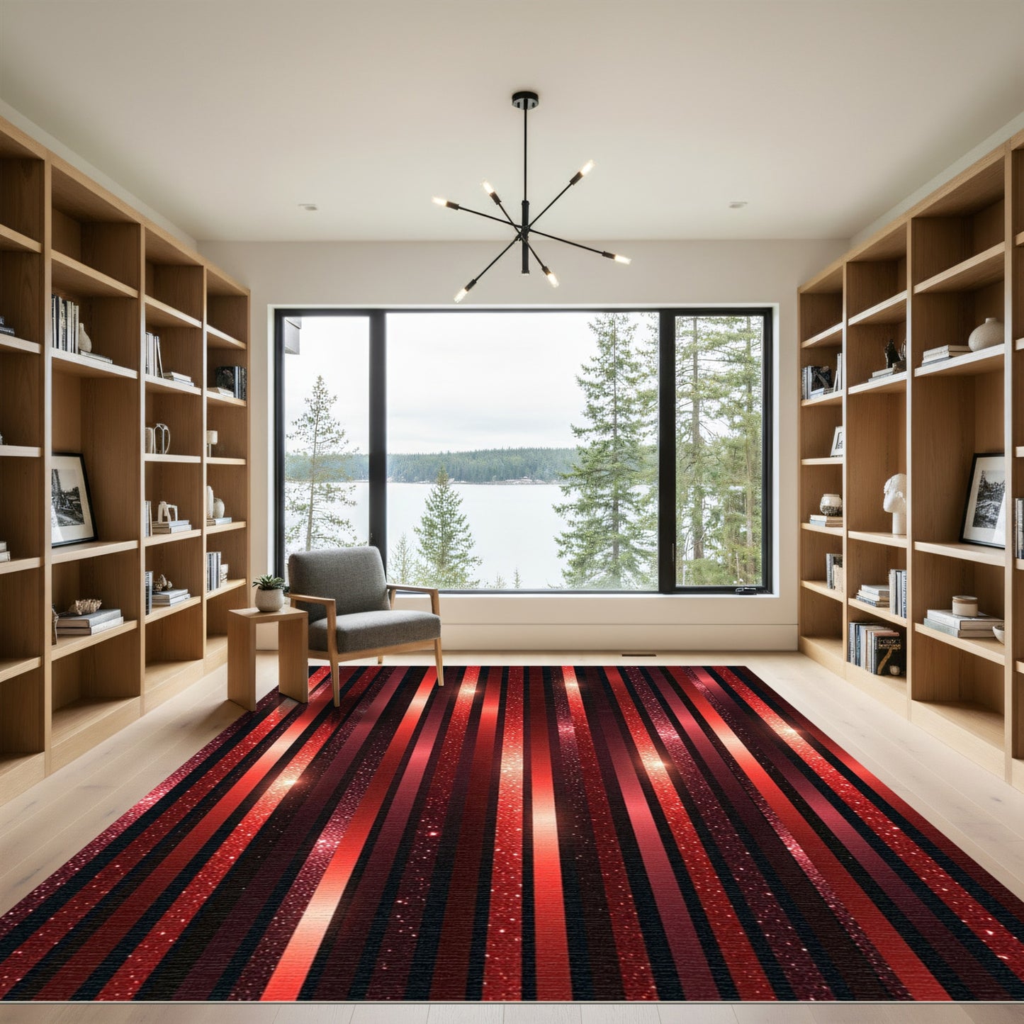 Bold Red Glitter Striped Vibe Rug