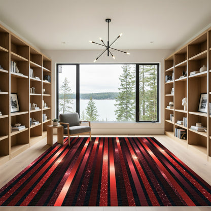 Bold Red Glitter Striped Vibe Rug