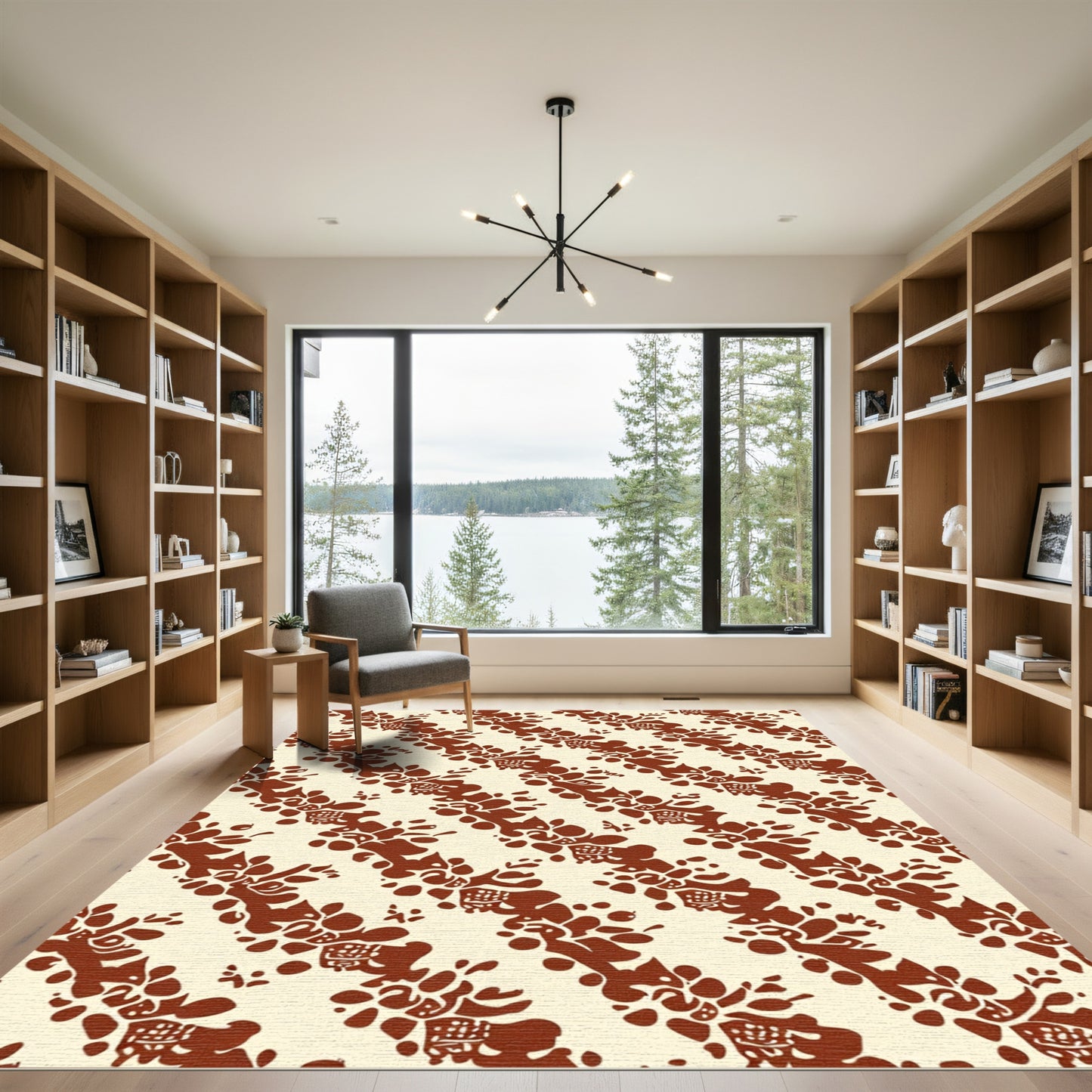 Crimson Almond Blossom Diagonal Rug