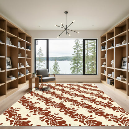 Crimson Almond Blossom Diagonal Rug