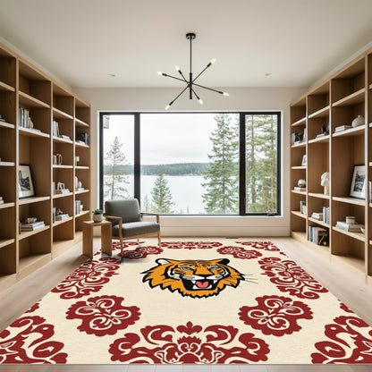 Crimson Floral Tiger Portrait Rug