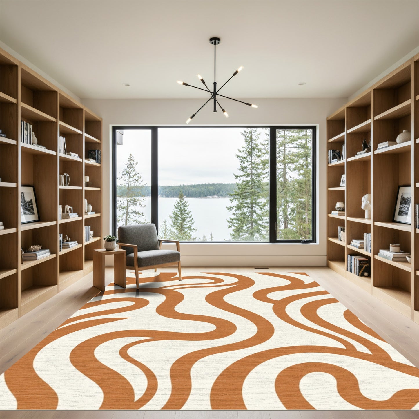 Desert Swirl Abstract Curved Lines Rug