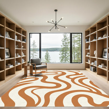 Desert Swirl Abstract Curved Lines Rug