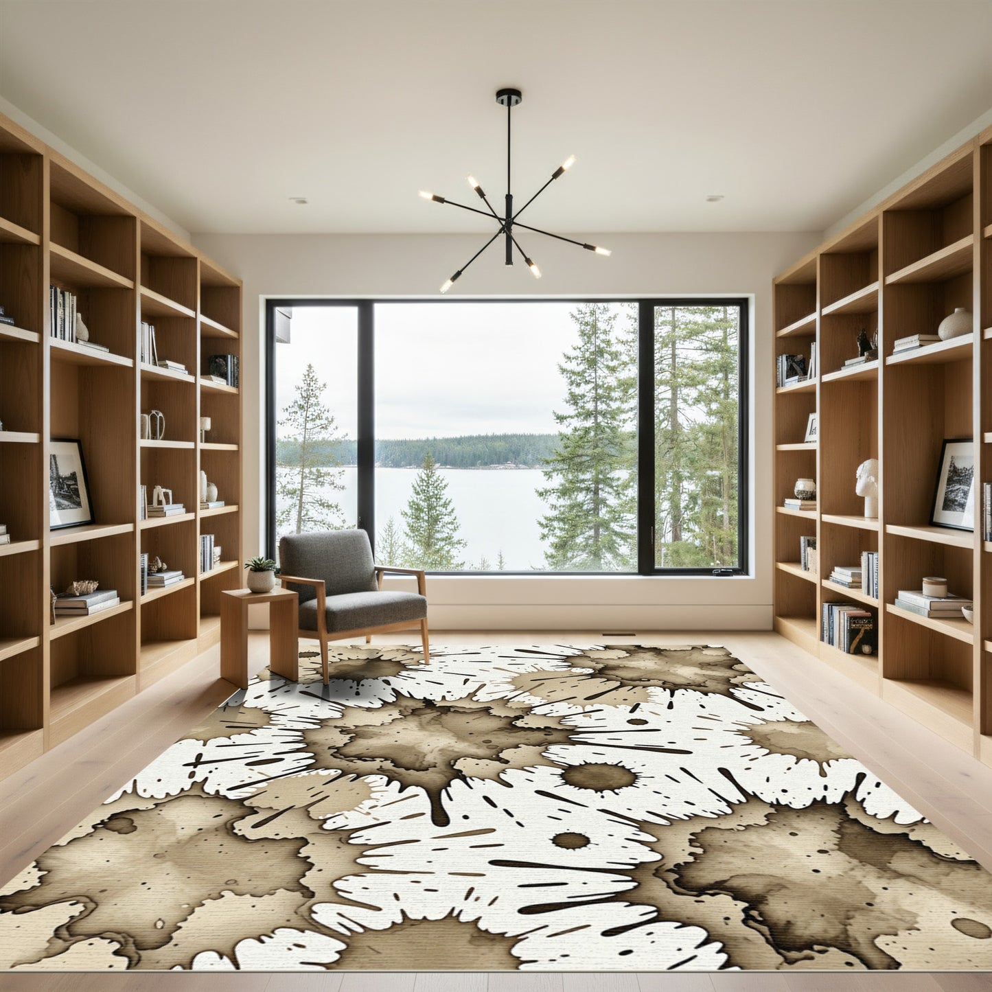 Organic Sepia Splatter Texture Rug