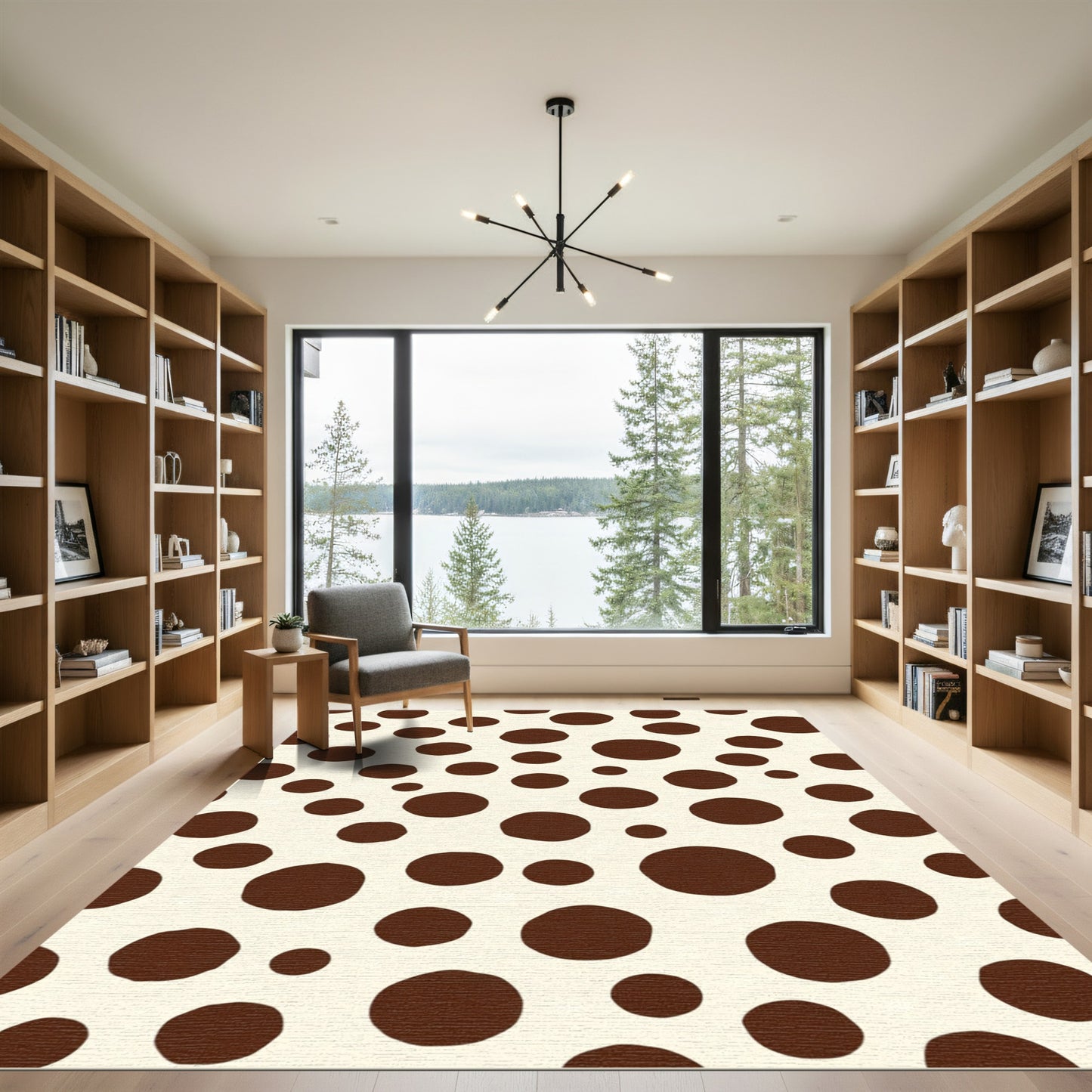 Brown Cream Polka Scatter Rug