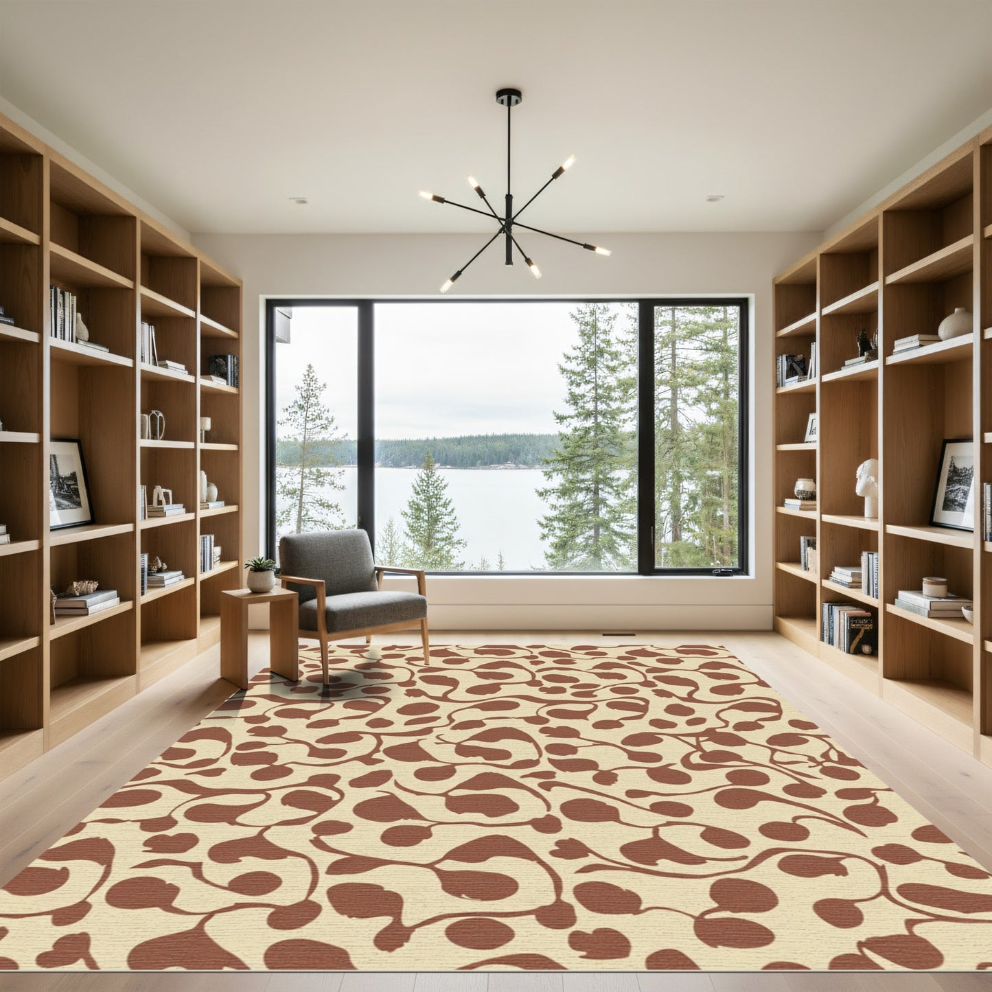 Brown Organic Vine And Dot Rug