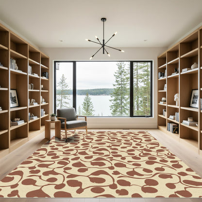 Brown Organic Vine And Dot Rug