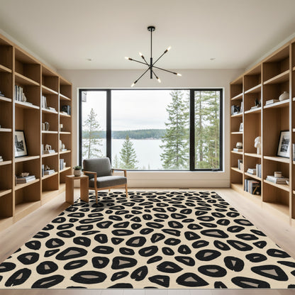 Tan Black Spotted Wild Animal Hide Rug