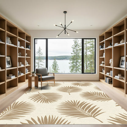 Golden Palm Frond Fade Rug