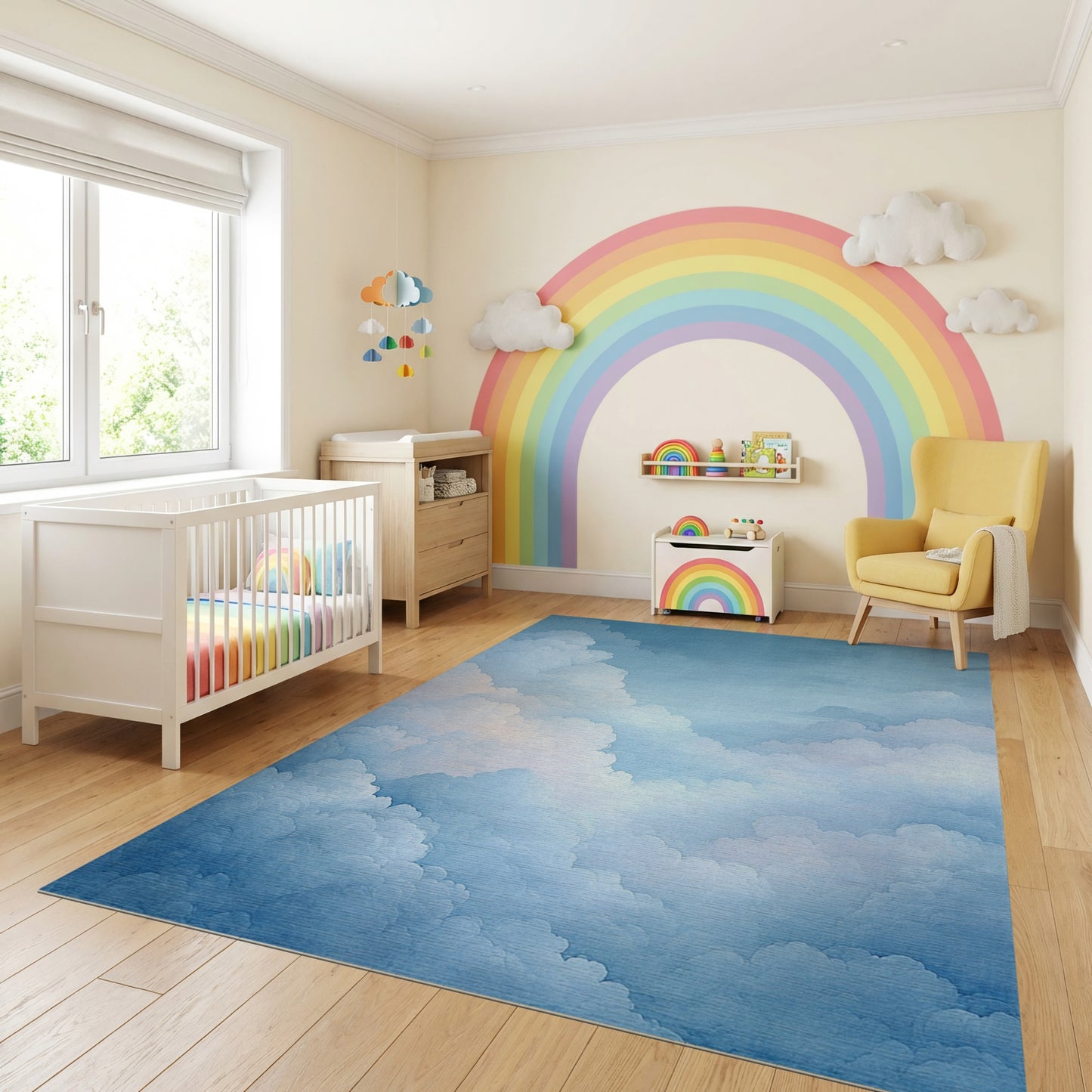 Ethereal Fluffy Blue Clouds Rug