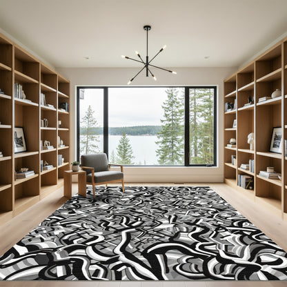 Monochromatic Abstract Jumble Rug