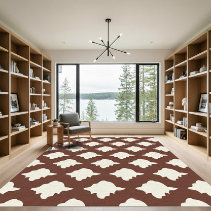 Neutral Organic Quatrefoil Geometric Rug