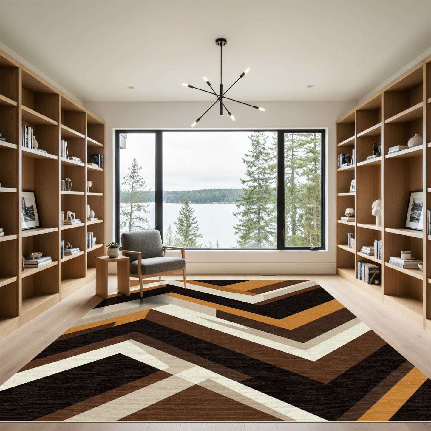 Geometric Earth Tone Chevron Abstract Area Rug