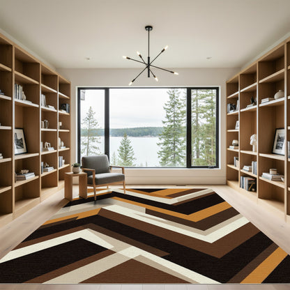Geometric Earth Tone Chevron Abstract Area Rug