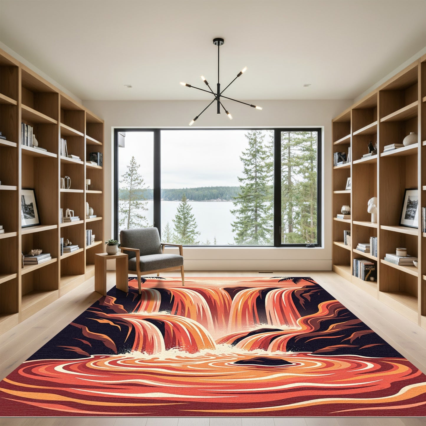 Sunset Cascade Tropical Palm Rug