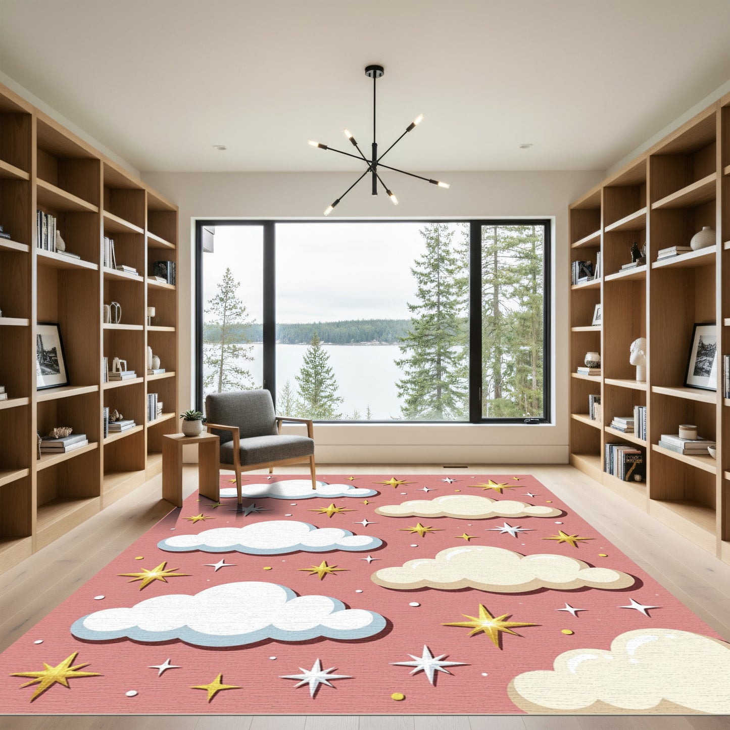 Whimsical Blush Pink Celestial Cloud Rug