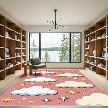 Whimsical Blush Pink Celestial Cloud Rug