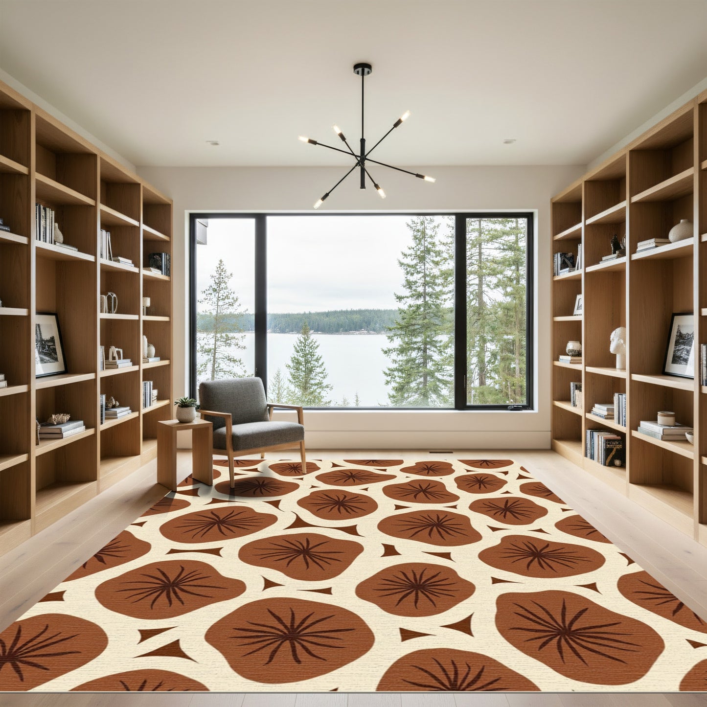 Brown Floral Organic Repeating Pattern Rug