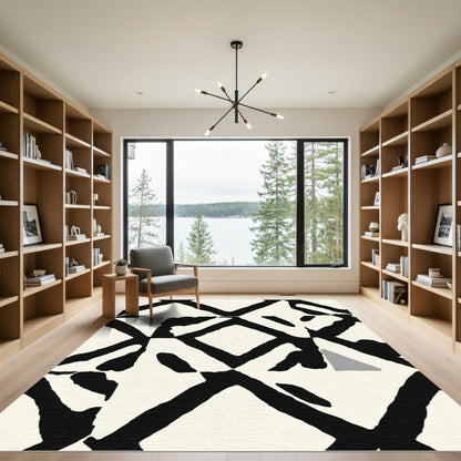 Bold Black Geometric Diamond Shapes Rug