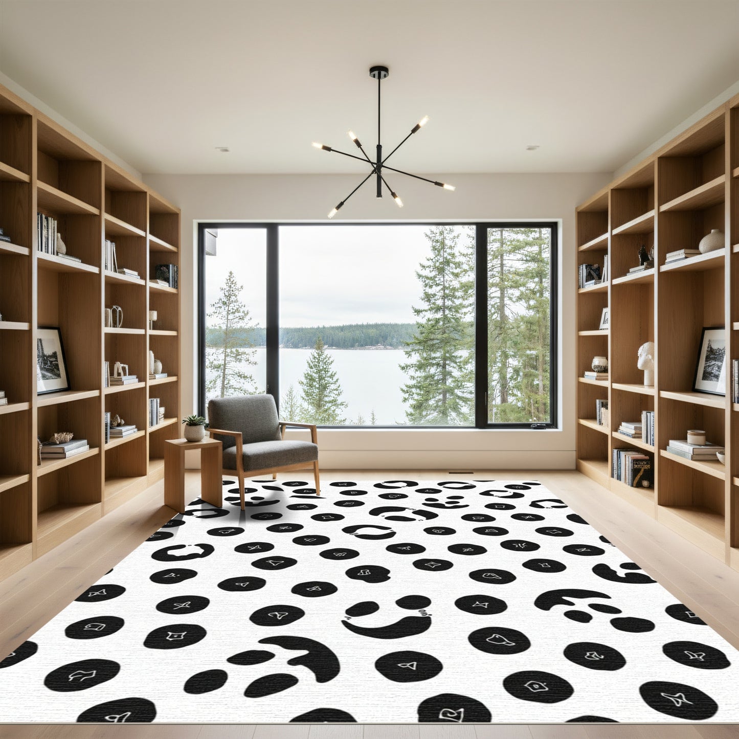 Monochrome Organic Spots Scatter Rug