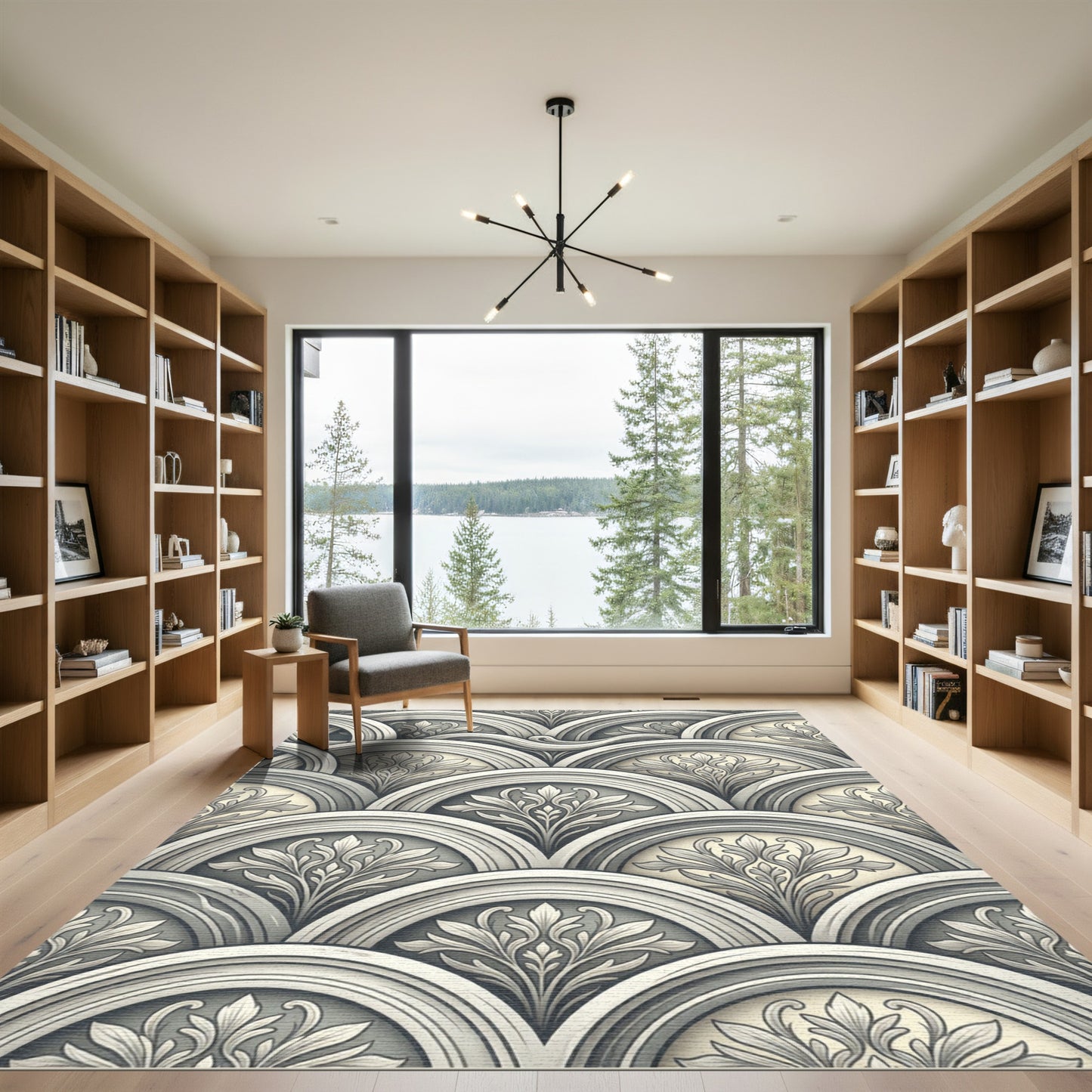 Ornate Gray Arch Floral Rug