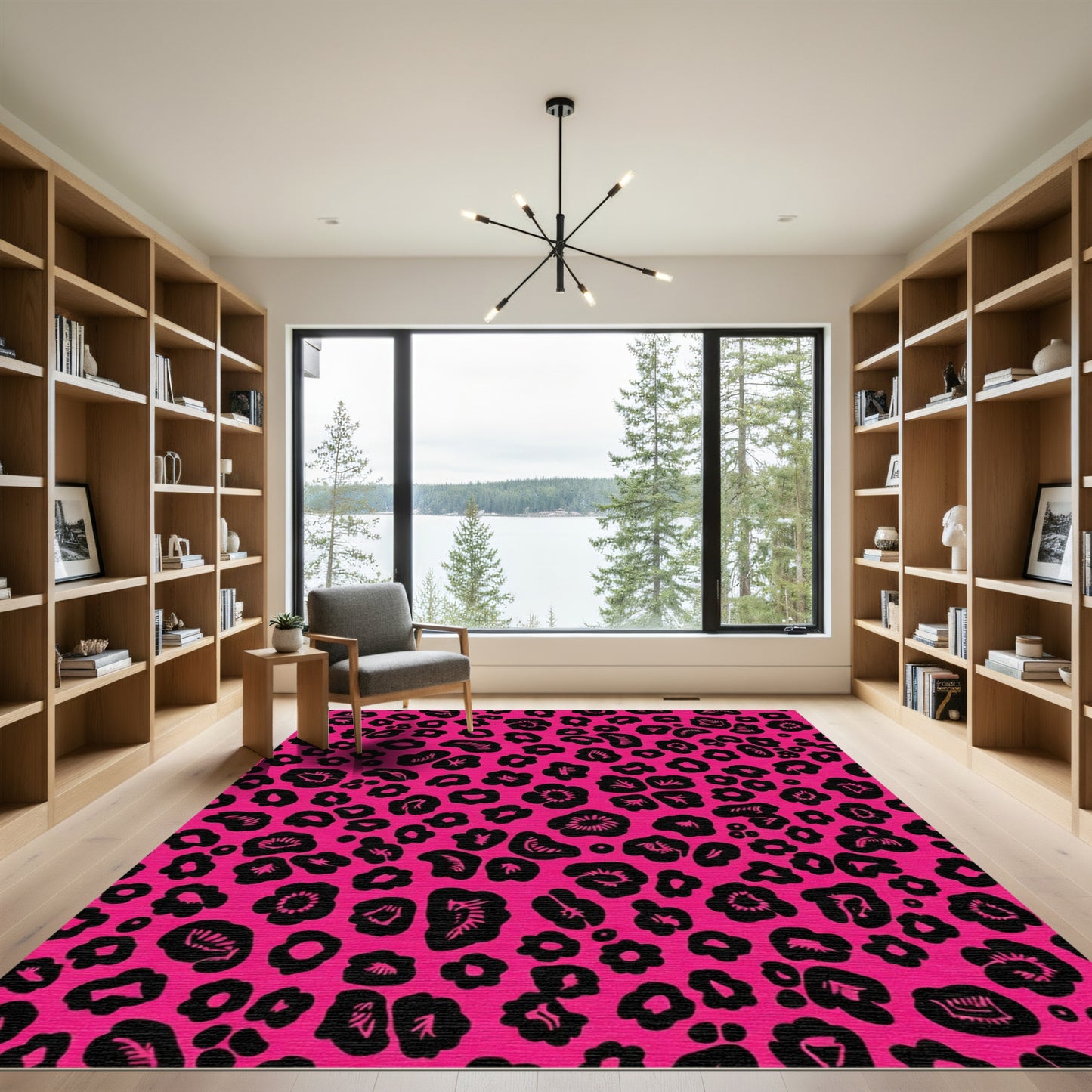 Vibrant Rose Leopard Spots Rug
