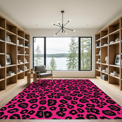 Vibrant Rose Leopard Spots Rug