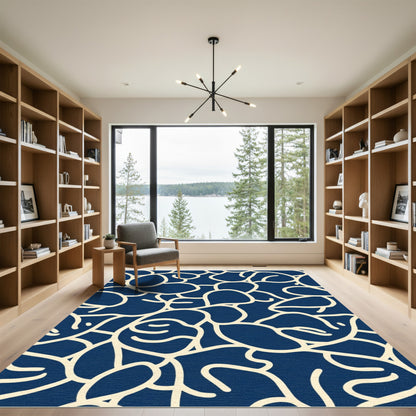 Deep Blue Organic Organic Flow Rug