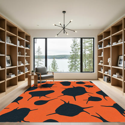 Orange Black Amorphous Organic Shapes Rug