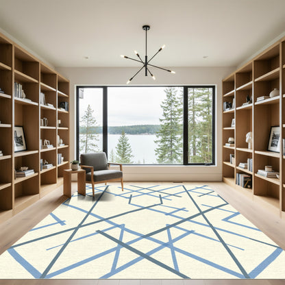 Abstract Blue Intersecting Lines Rug